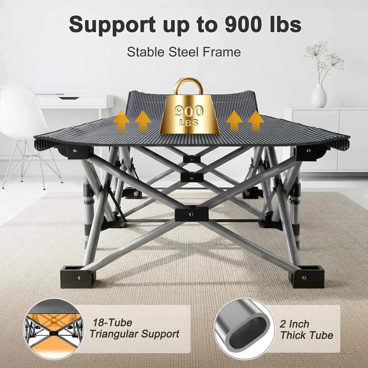Heavy-Duty Folding Camping Cot with Mattress